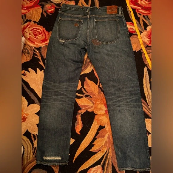Stylish Blue Patchwork Mens Ralph Lauren RugbyJeans